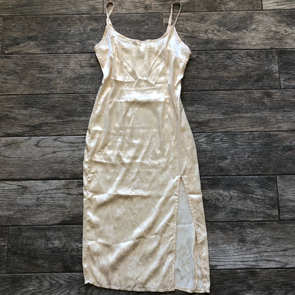 Princess Polly Satin Lace-Trim Slip Dress in Ivory